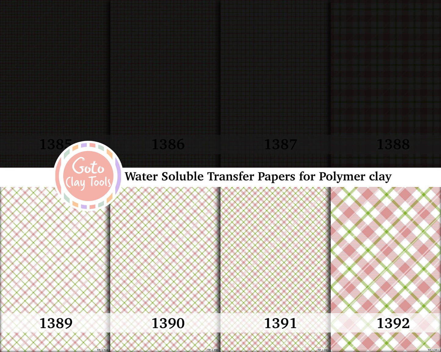 Christmas Plaid Water Soluble Transfer Paper for Polymer Clay