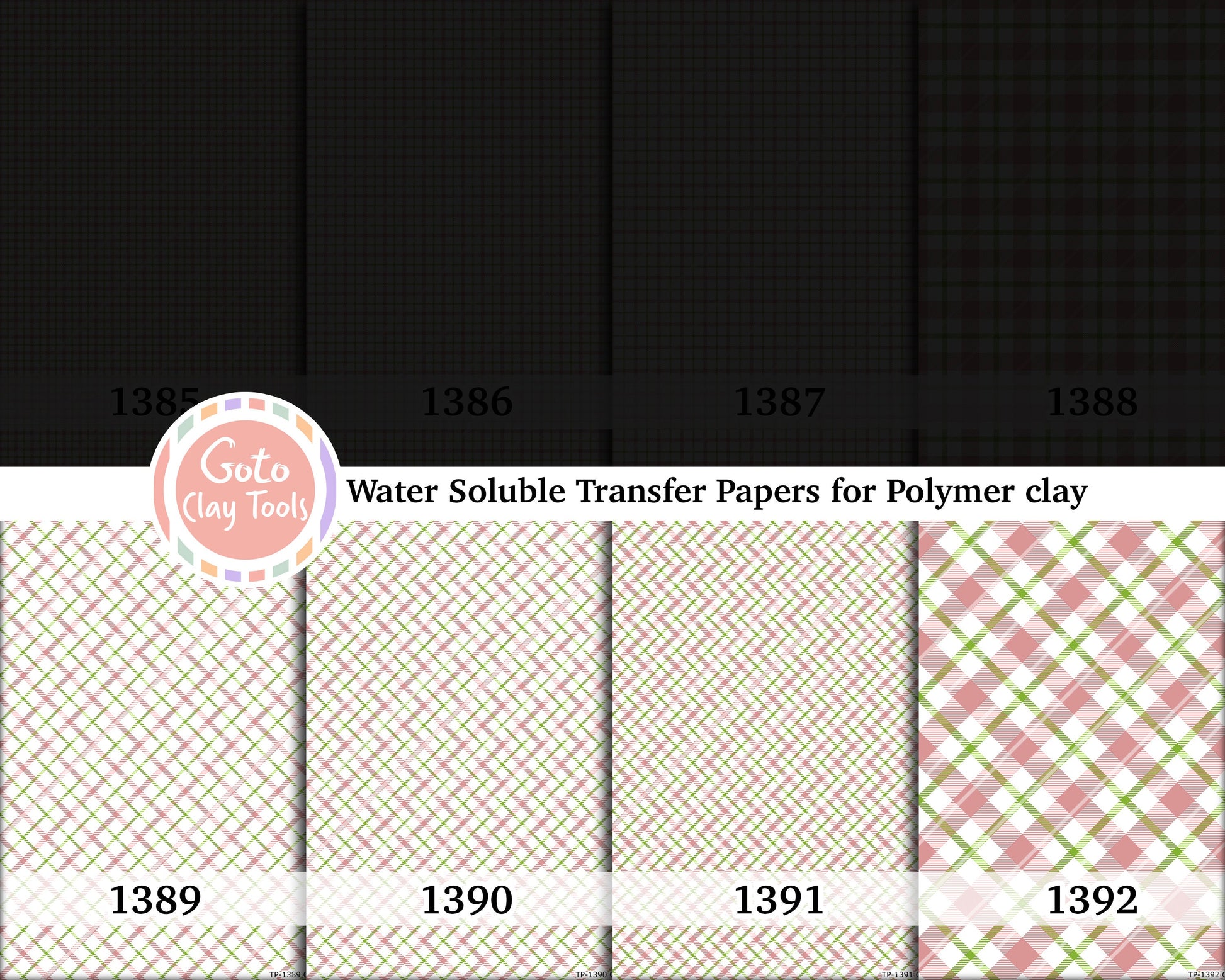 Christmas Plaid Water Soluble Transfer Paper for Polymer Clay