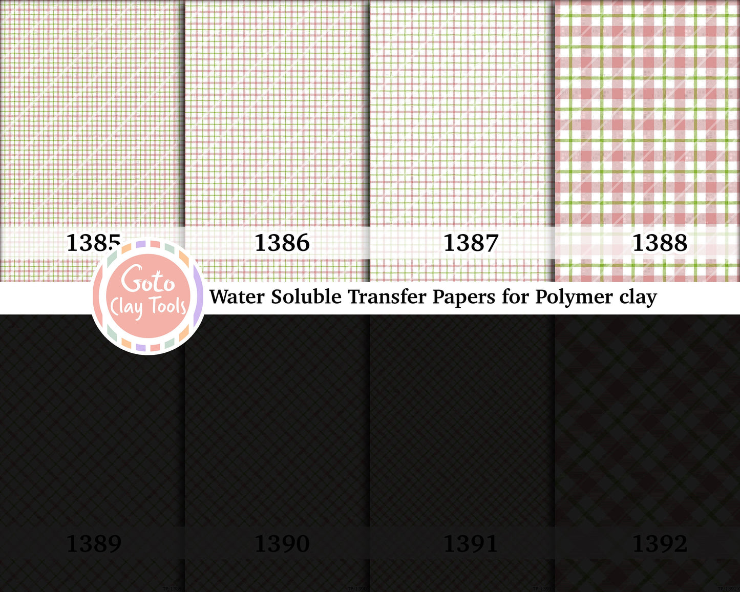 Christmas Plaid Water Soluble Transfer Paper for Polymer Clay