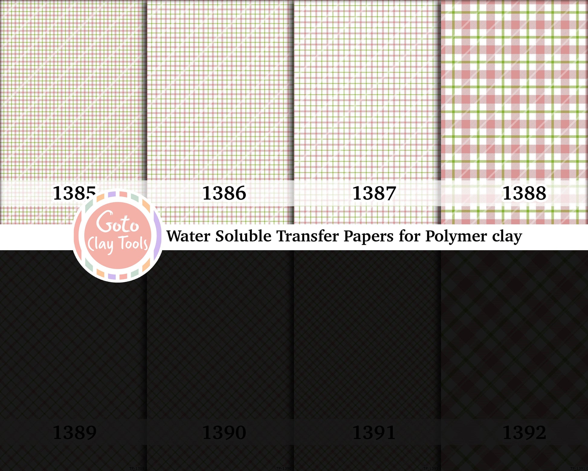 Christmas plaid Water soluble Transfer paper for polymer clay, polymer clay image transfers, magic transfer paper