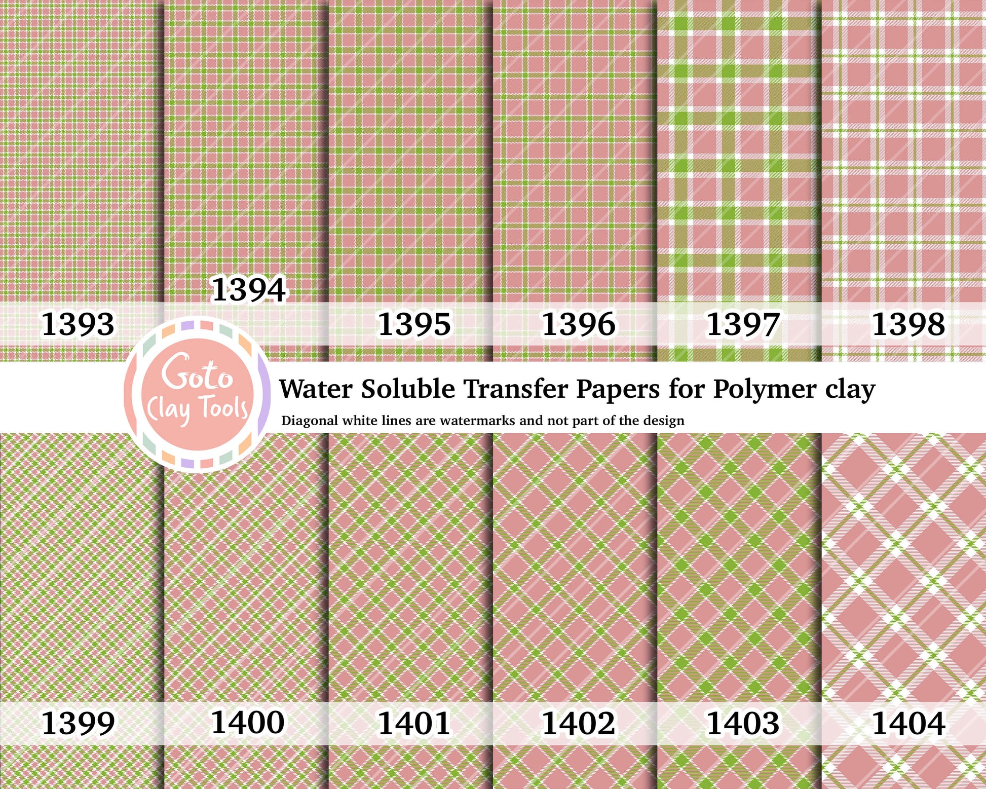 Christmas plaid Water soluble Transfer paper for polymer clay, polymer clay image transfers, magic transfer paper