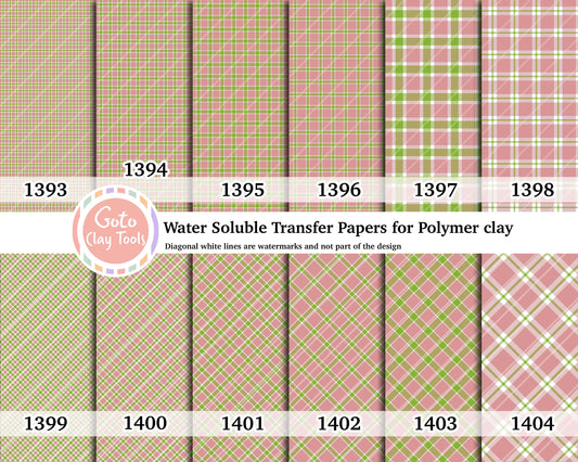 Christmas Plaid Water Soluble Transfer Paper for Polymer Clay