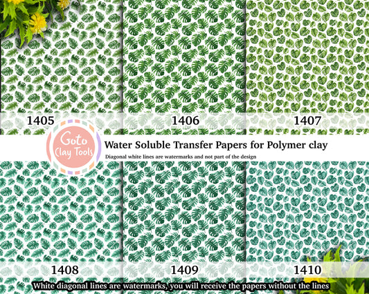 Monstera Leaf Water Soluble Transfer Paper for Polymer Clay