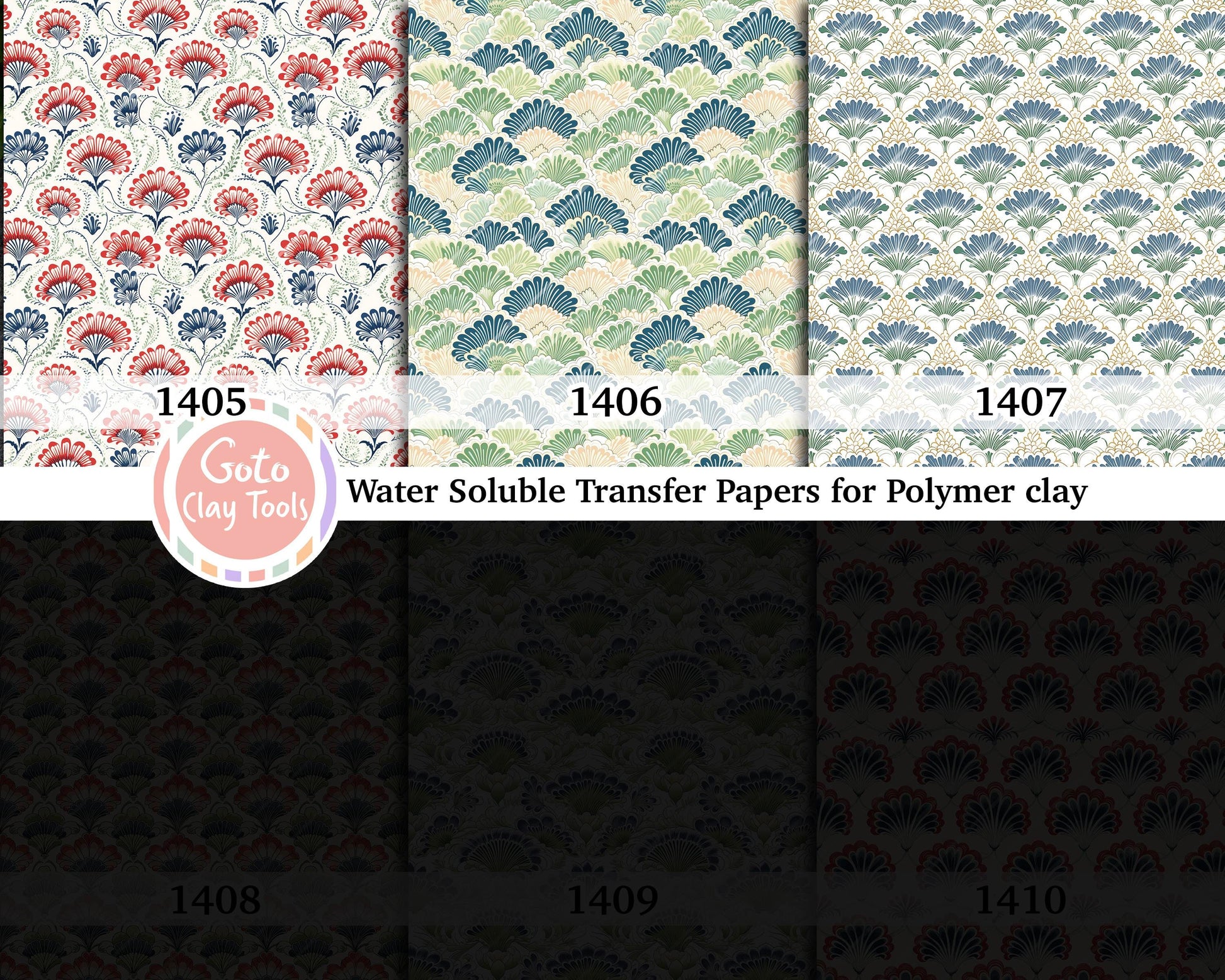 Ornamental Scallop Pattern Transfer Paper for Polymer Clay