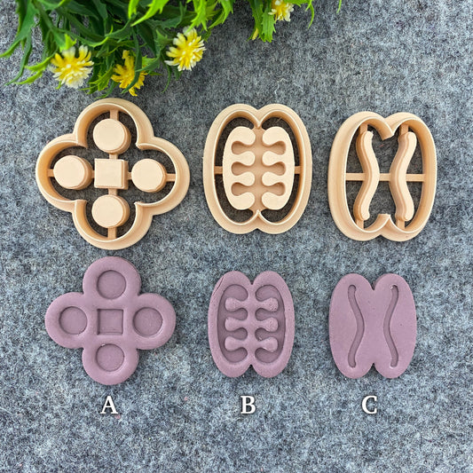 Adinkra symbol clay cutters, polymer clay cutter for earring making, African style clay cutters, Tribal cutters 687-Set-2