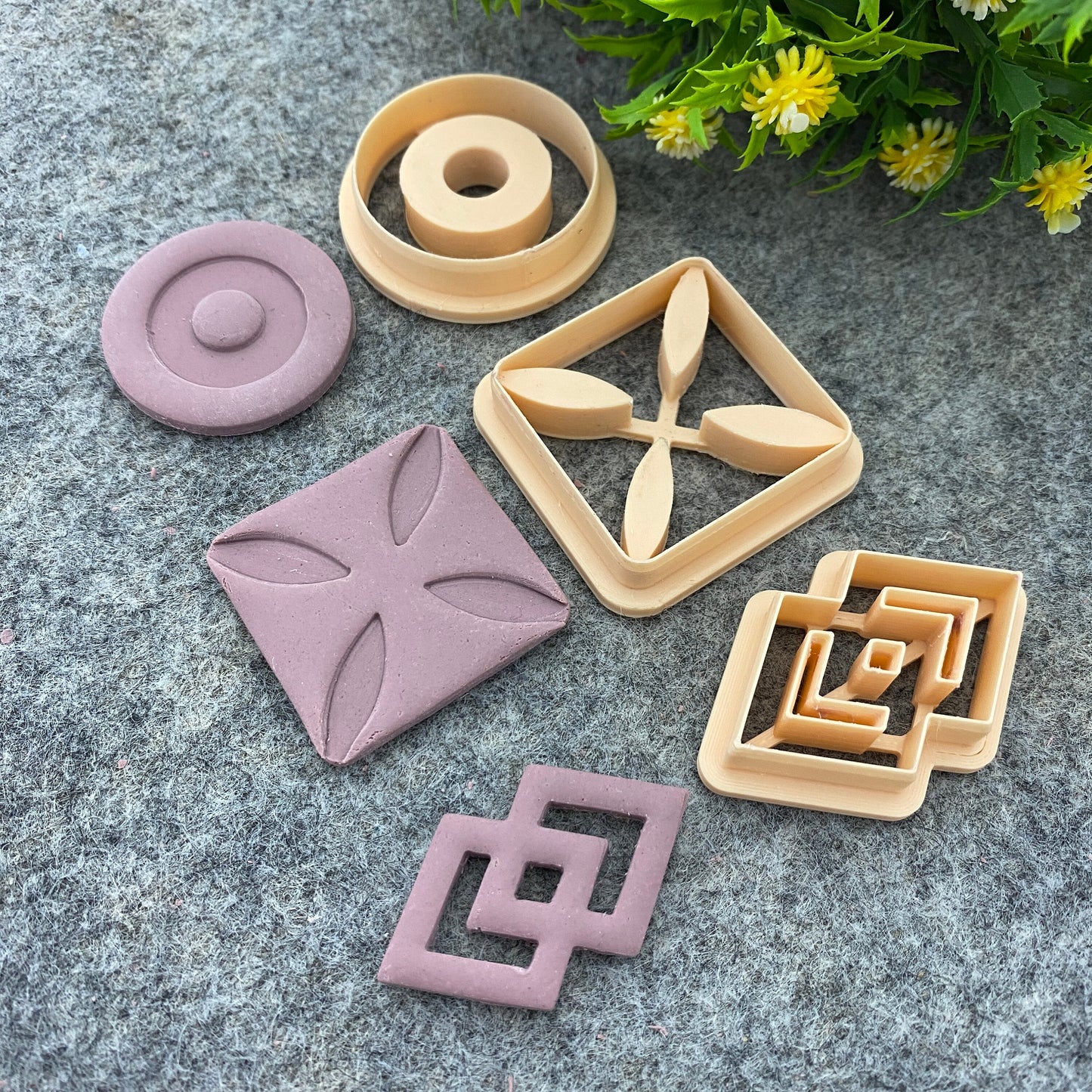 Adinkra symbol clay cutters, polymer clay cutter for earring making, African style clay cutters, Tribal cutters 687-Set-4