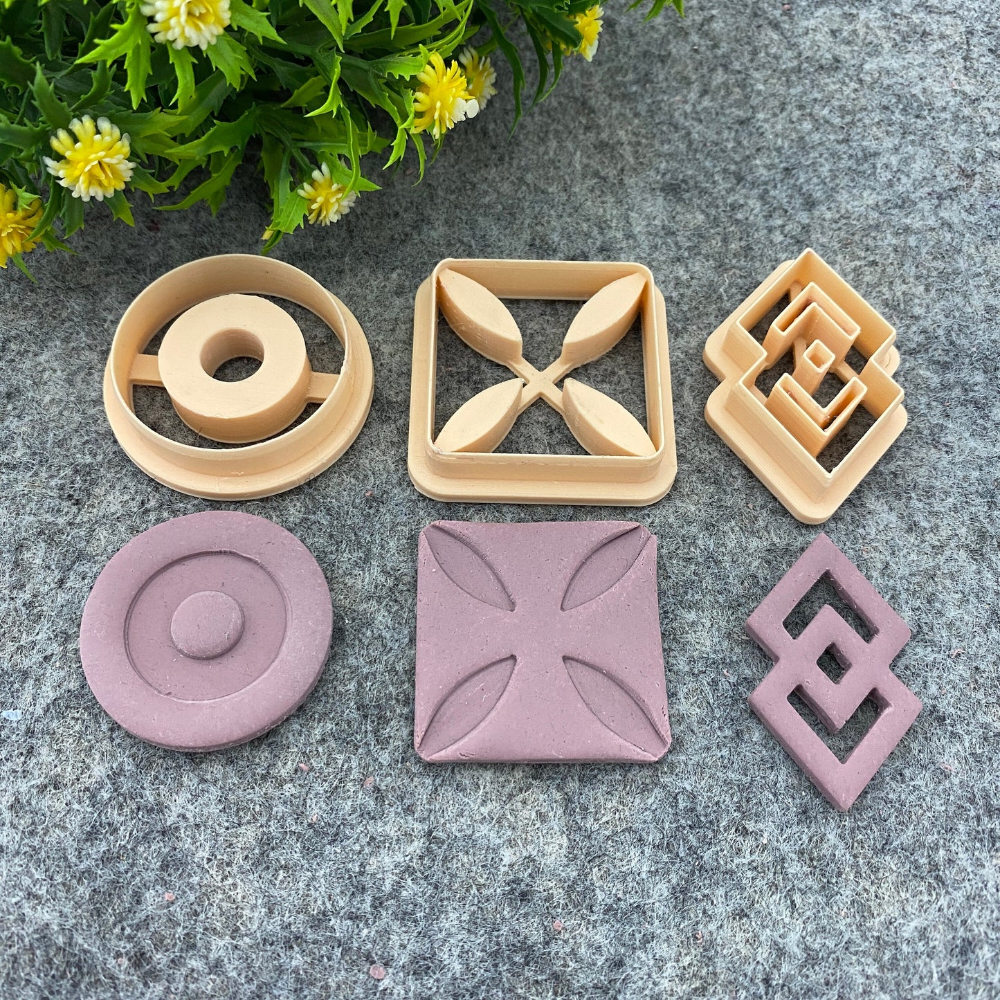 Adinkra symbol clay cutters, polymer clay cutter for earring making, African style clay cutters, Tribal cutters 687-Set-4