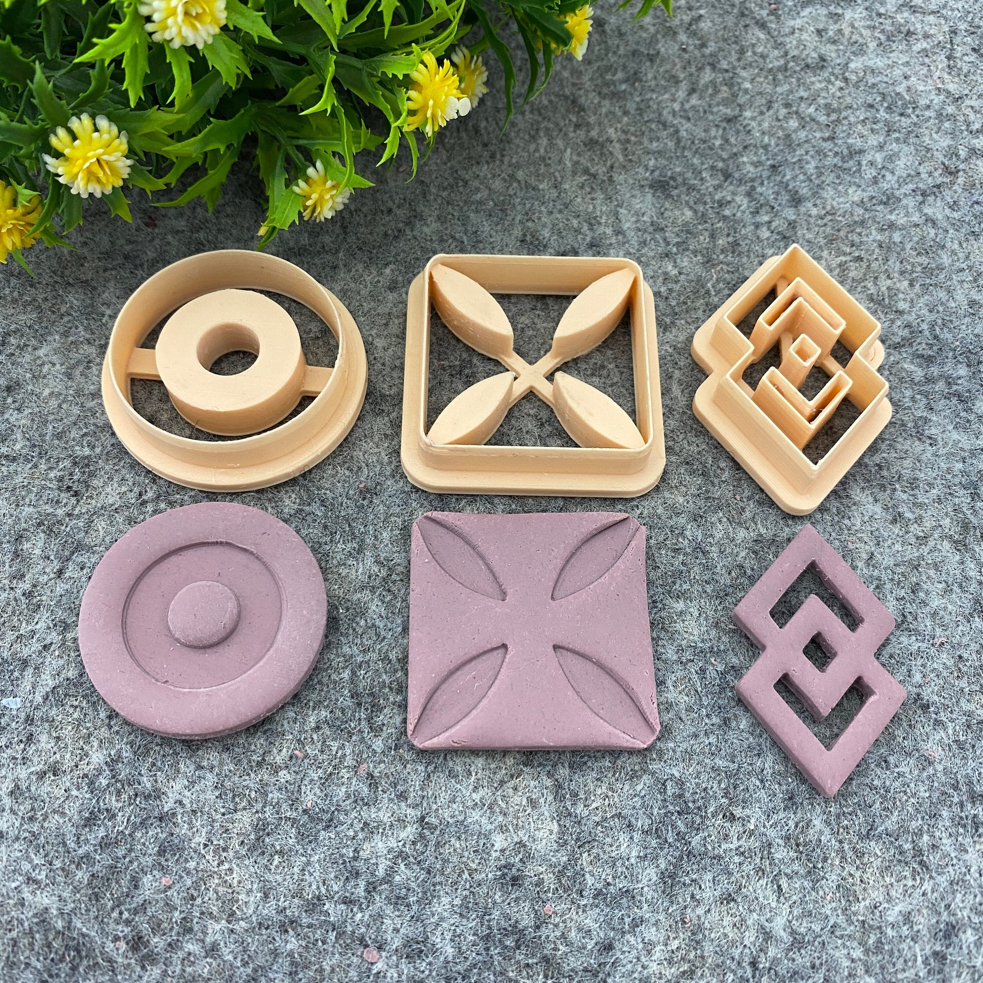 Adinkra symbol clay cutters, polymer clay cutter for earring making, African style clay cutters, Tribal cutters 687-Set-4