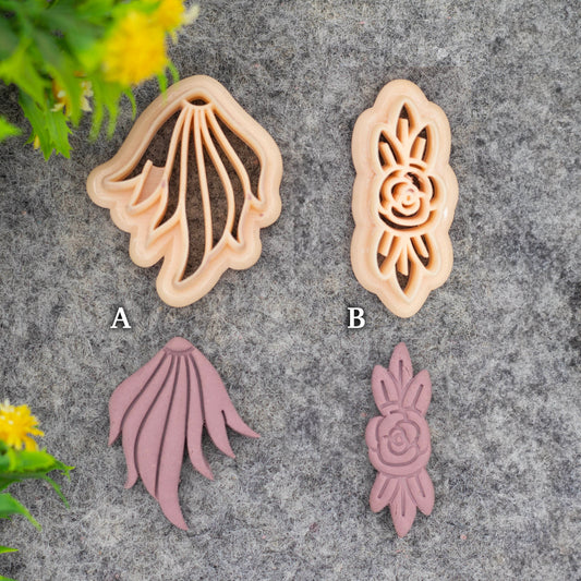 Embossed Rose Clay Cutter Set: Polymer Clay Earring Making #686-SET-3