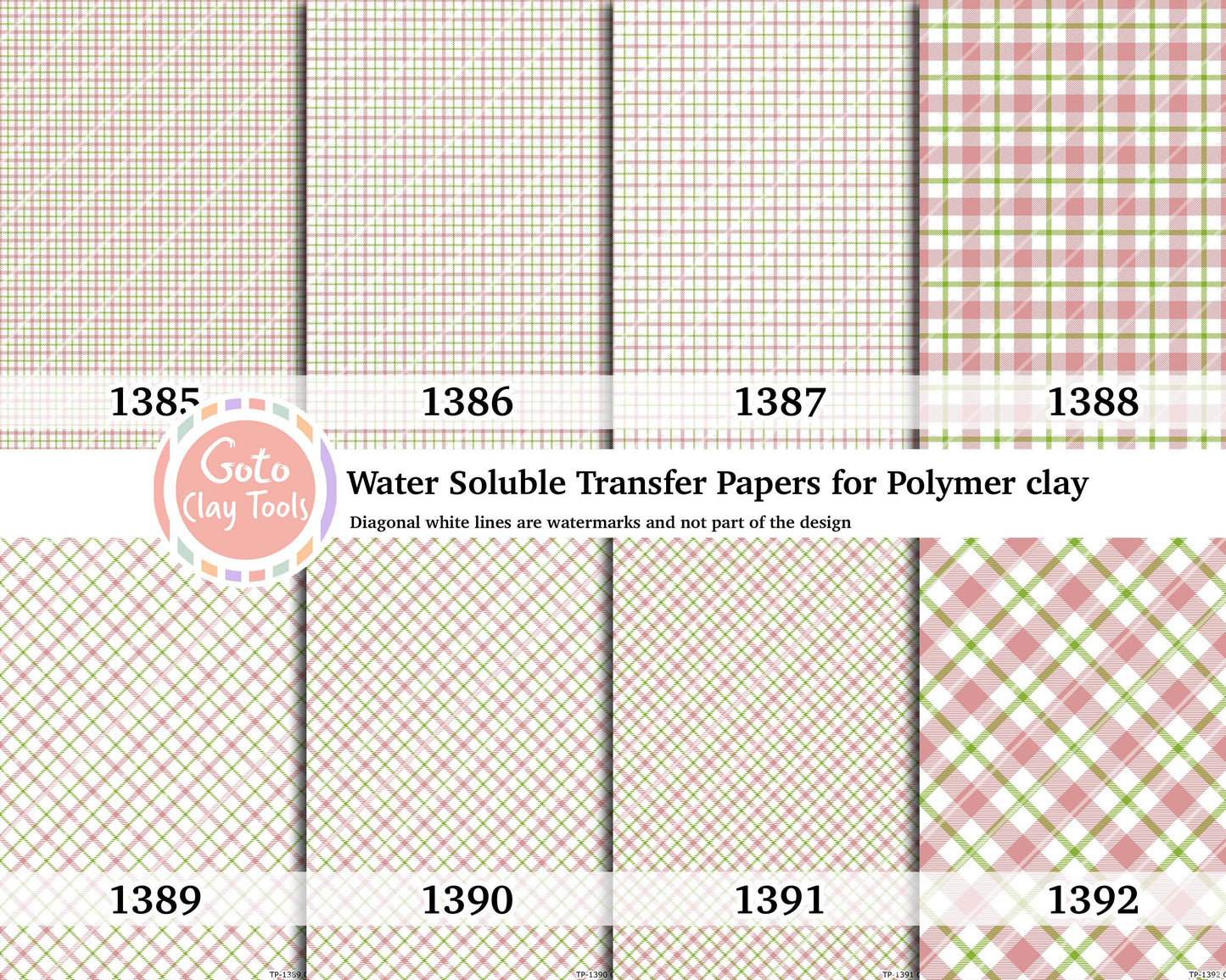 Christmas Plaid Water Soluble Transfer Paper for Polymer Clay