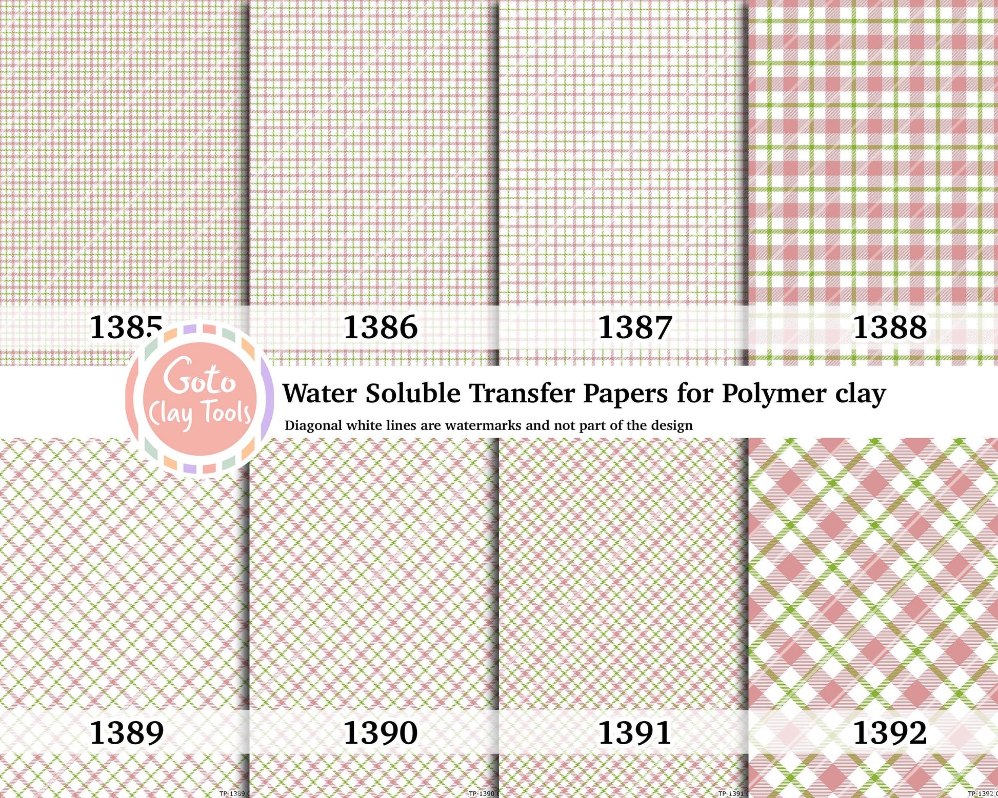 Christmas Plaid Water Soluble Transfer Paper for Polymer Clay