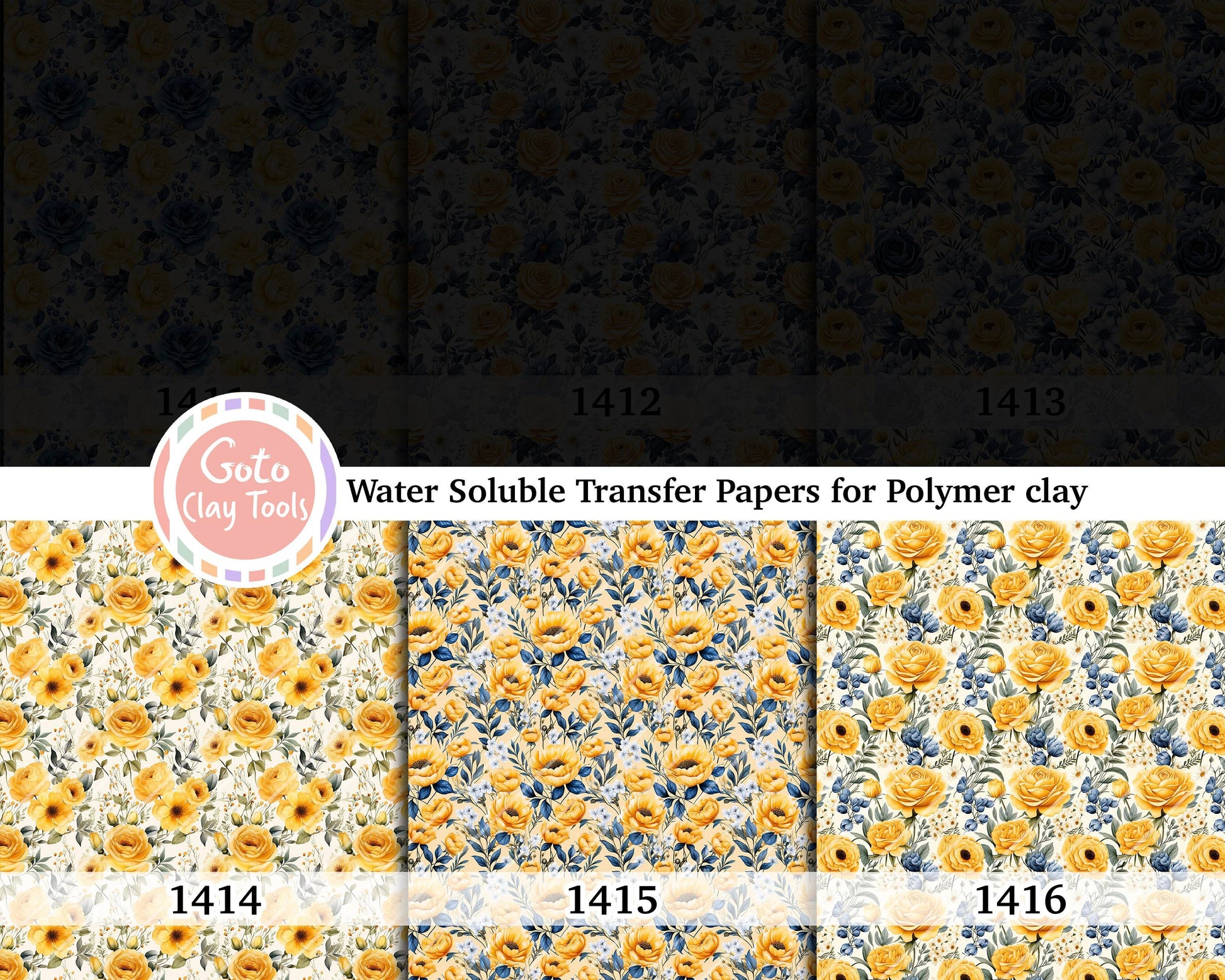 Yellow Rose Polymer Clay Transfer Paper: Water Soluble Image (4x5.5 inches)