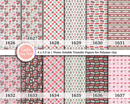 Valentine Polymer Clay Transfer Paper: Love Hearts, Strawberries (4x5.5 in)