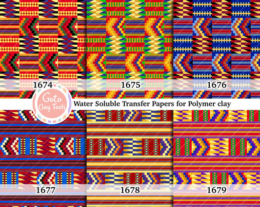Water soluble Transfer paper for polymer clay, African Kente pattern, polymer clay image transfers, magic transfer paper