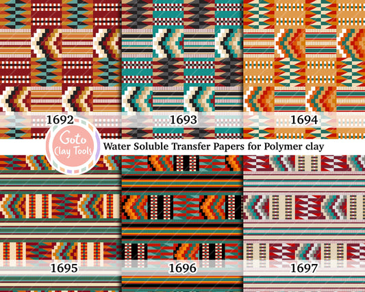 African Kente Polymer Clay Transfer Paper: Water Soluble (4x5.5 inches)