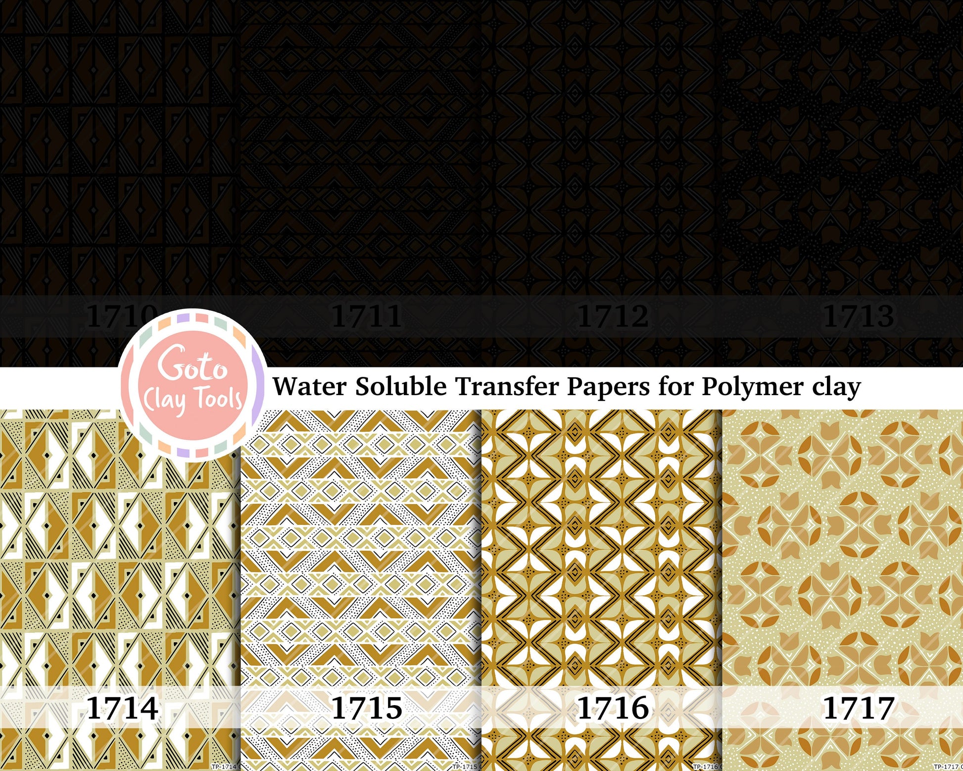 Water soluble Transfer paper for polymer clay, African mudcloth patterns, polymer clay image transfers, magic transfer paper