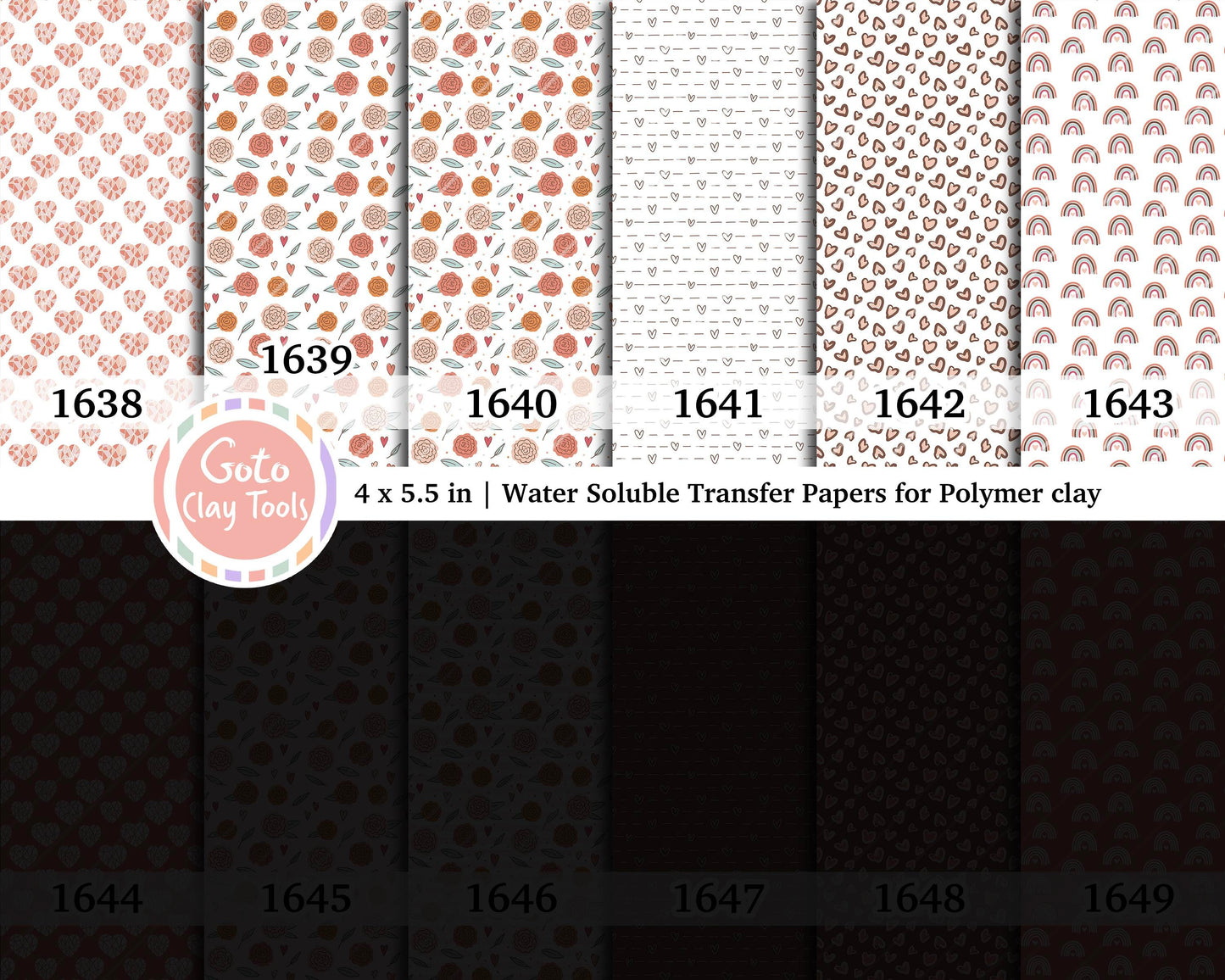 Valentine Polymer Clay Transfer Paper: Love Hearts & Flowers (4x5.5 inches)