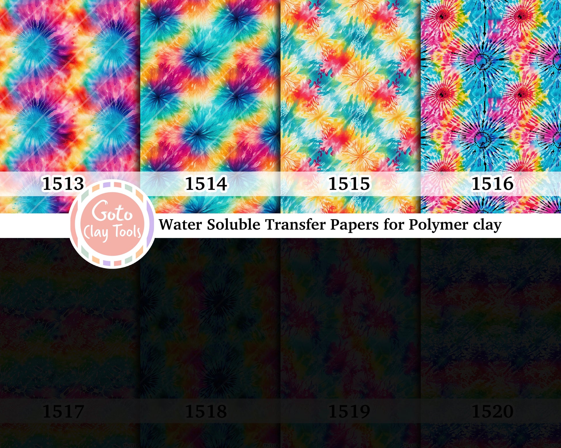 Rainbow Tie Dye Transfer Paper for Polymer Clay (4x5.5 inches)
