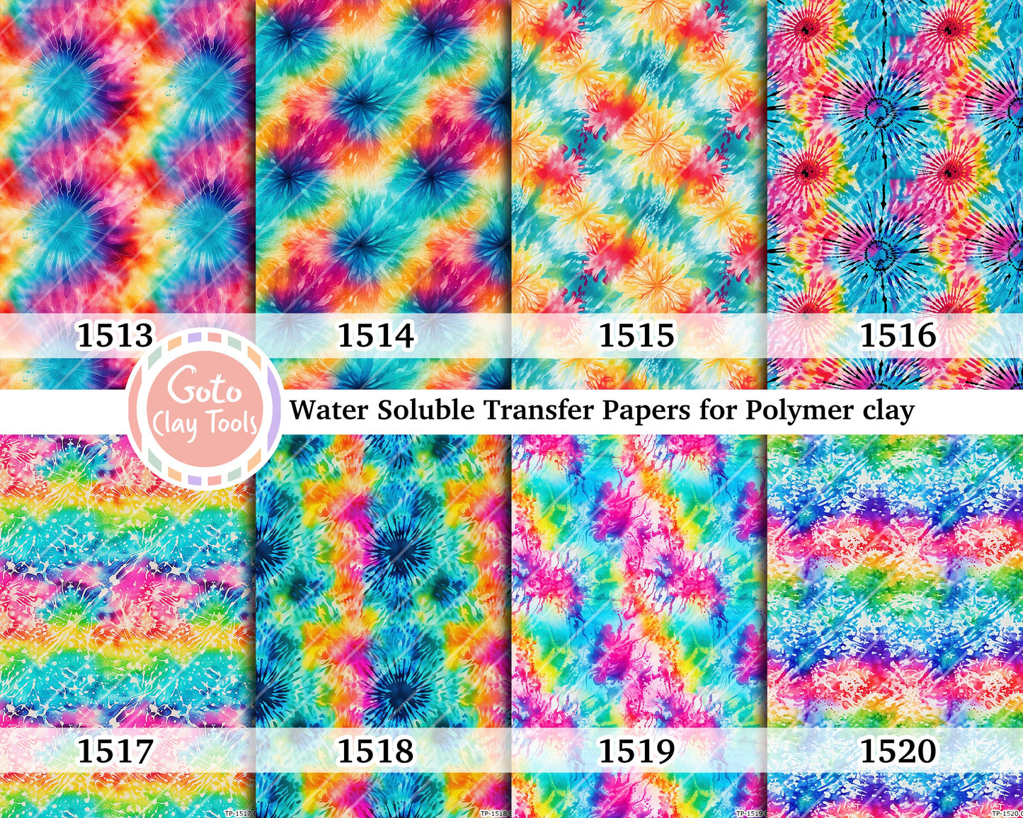Water soluble Transfer paper for polymer clay, Rainbow tie dye, polymer clay image transfers, magic transfer paper