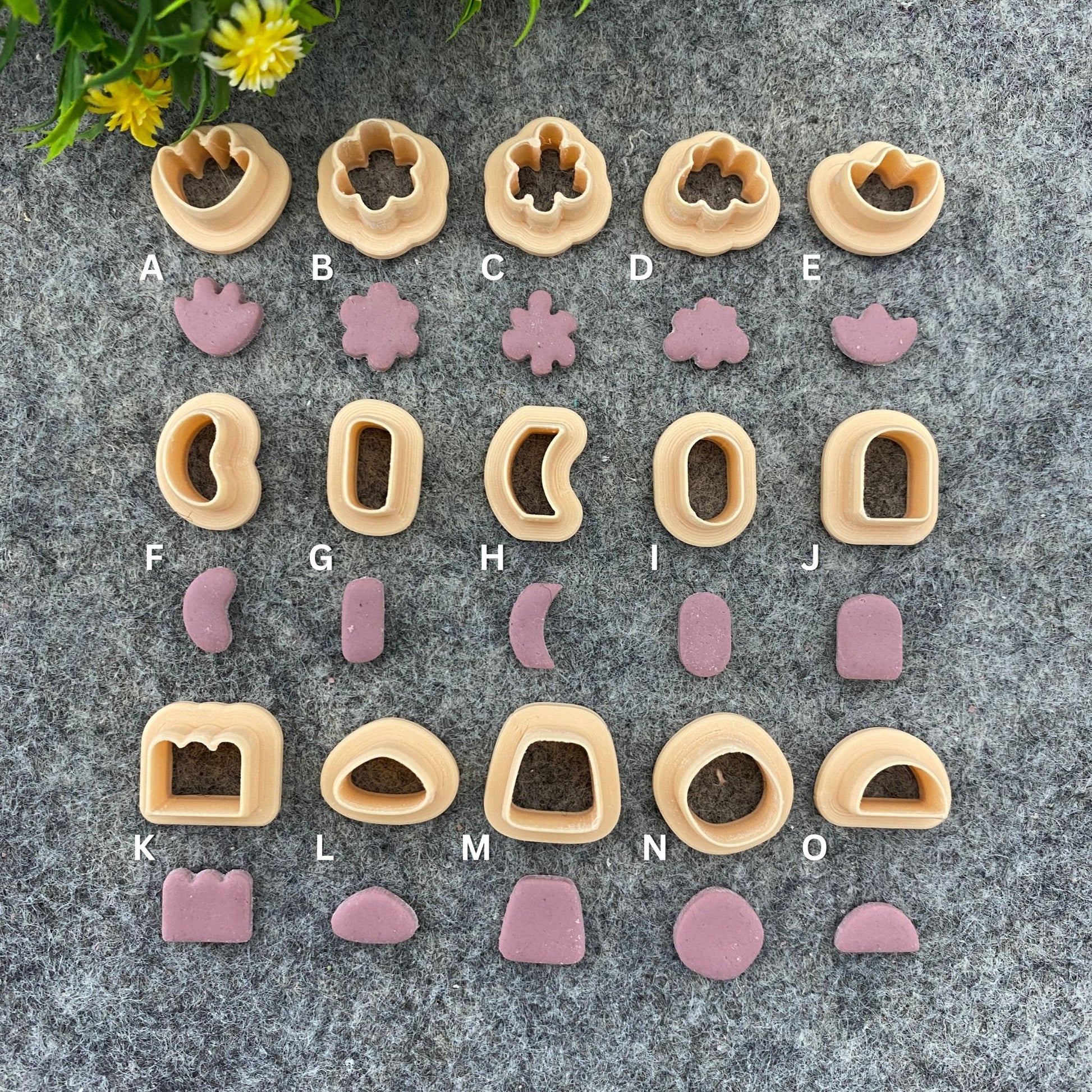 Organic shape stud Cutters for polymer clay #675
