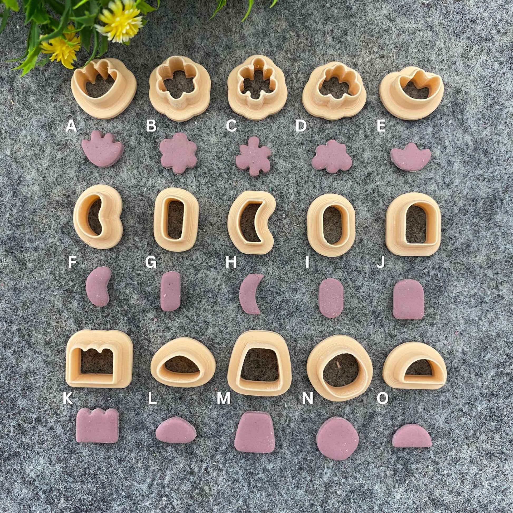 Organic shape stud Cutters for polymer clay #675