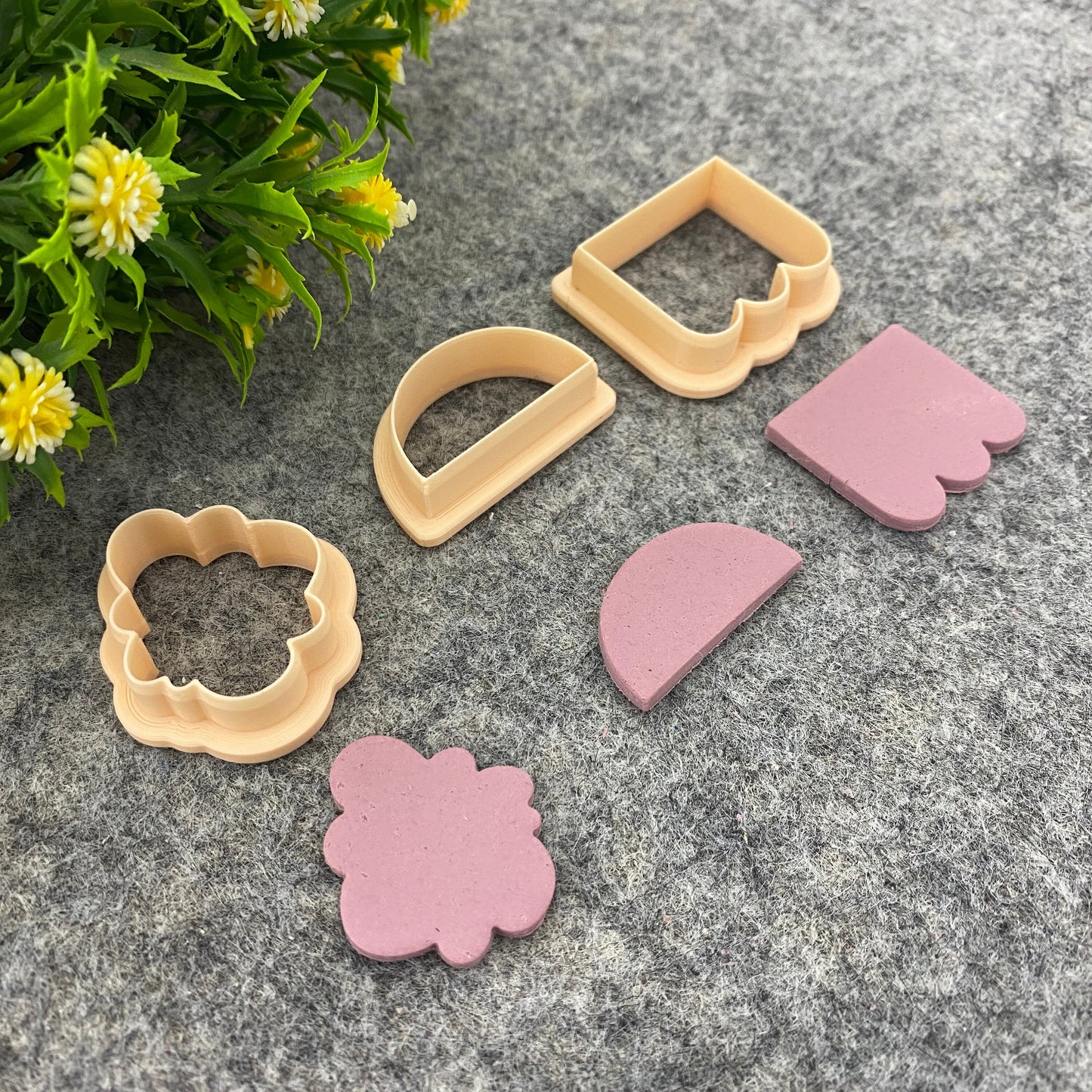 Organic shape clay cutter, polymer clay cutter for earring making, Half circle, Cloud, and Bunting shapes #672