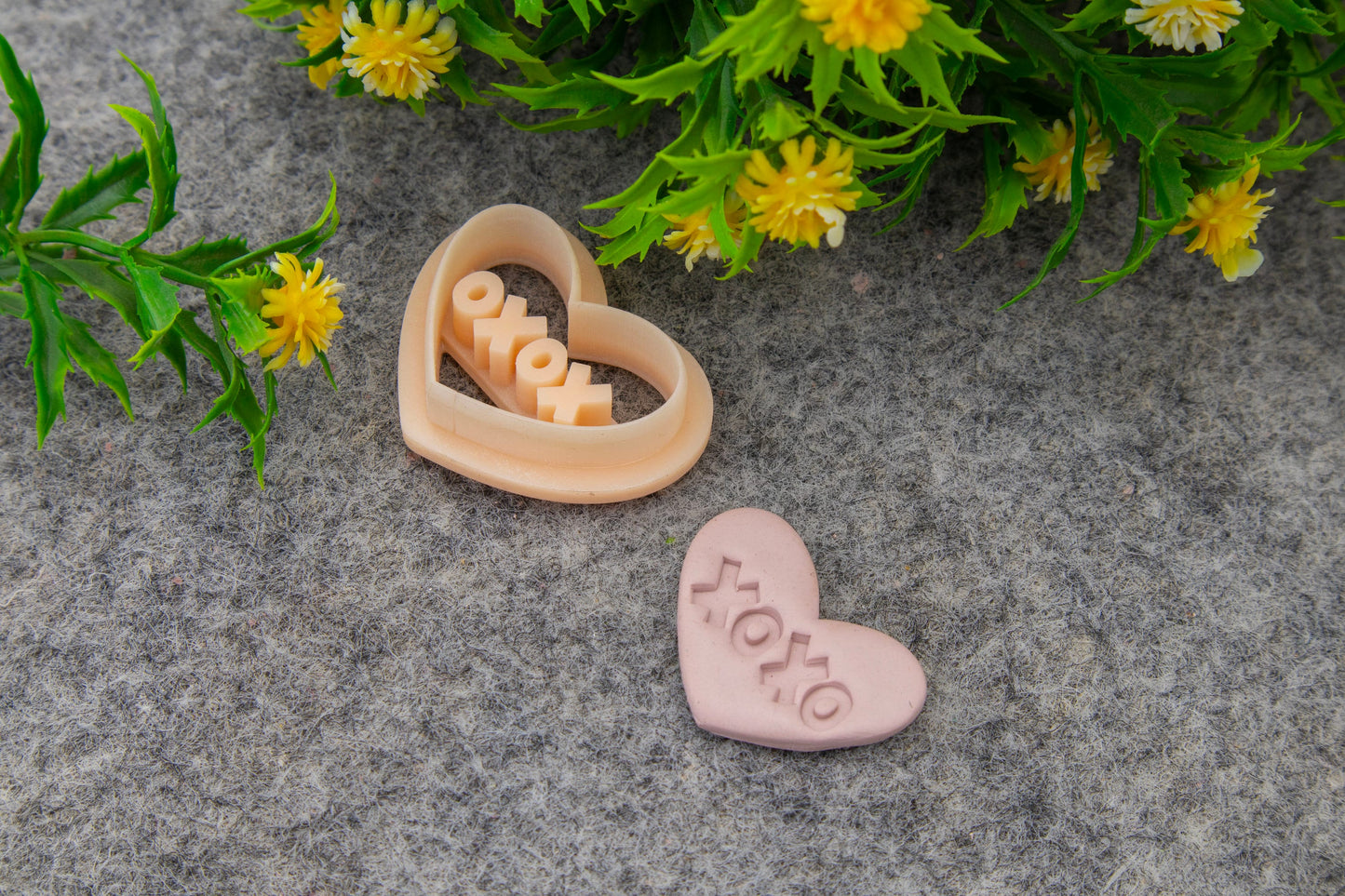 Valentine XOXO Heart Clay Cutter: Embossed Polymer Clay Earring Tool  #703