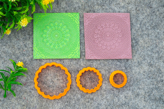 Mandala Texture Mat with Cutter Set for Polymer Clay #M-3