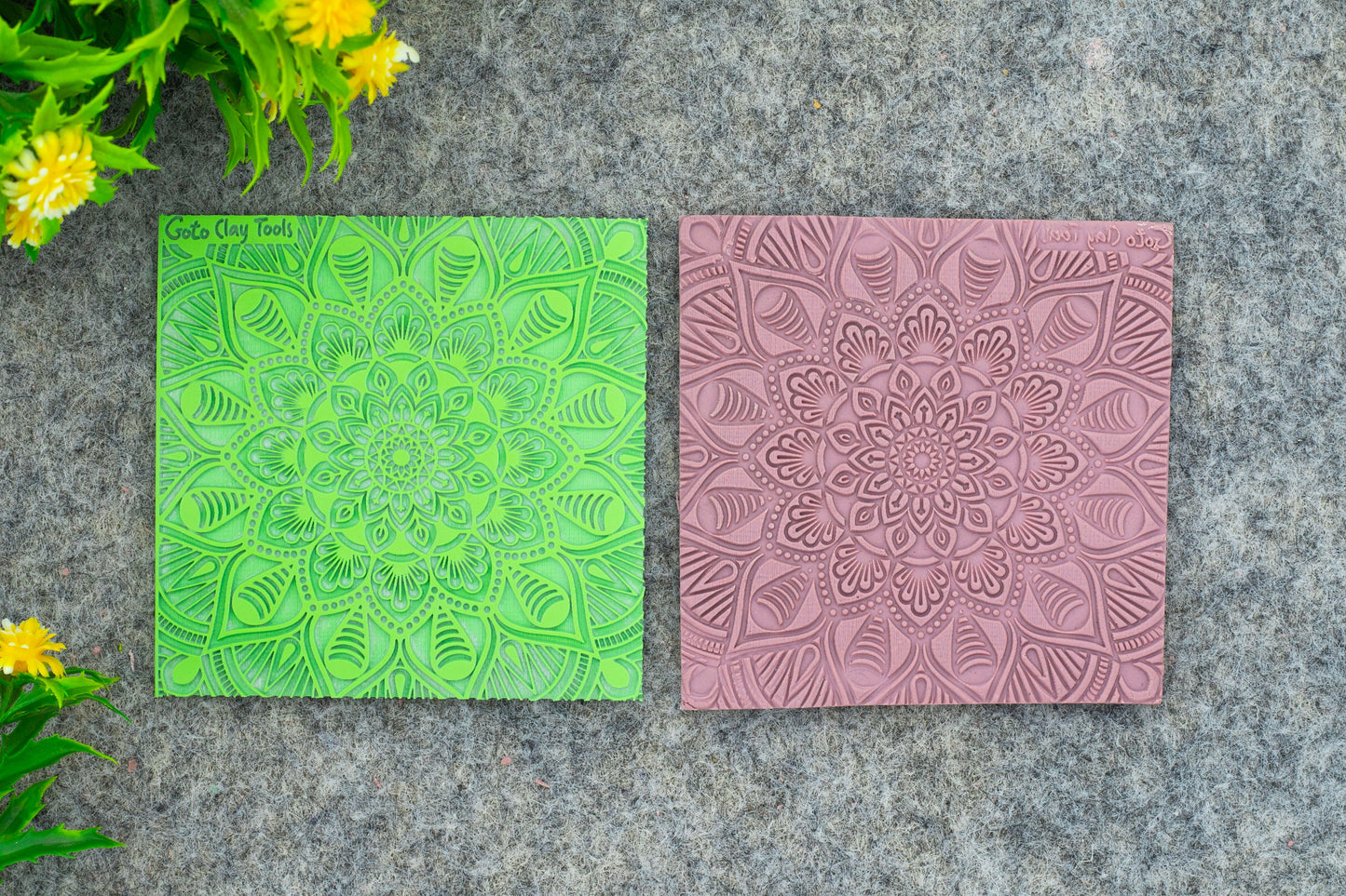 Mandala Texture Mat with Cutter for Polymer Clay: Rubber Tile (70mm) #M-5
