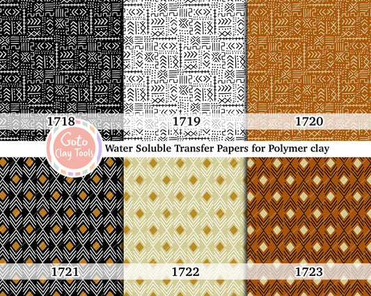 African Mudcloth Polymer Clay Transfer Paper (4x5.5 inches)