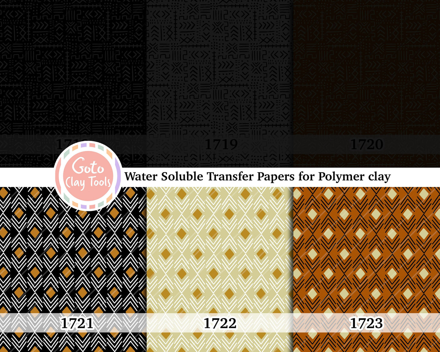 African Mudcloth Polymer Clay Transfer Paper (4x5.5 inches)