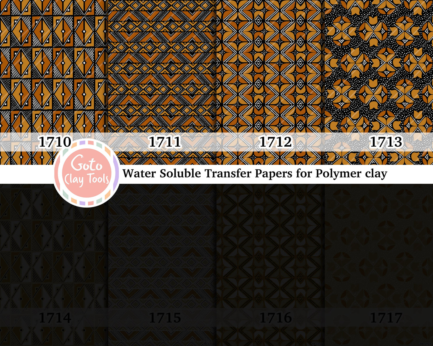 African Mudcloth Pattern Transfer Paper: Water Soluble for Polymer Clay