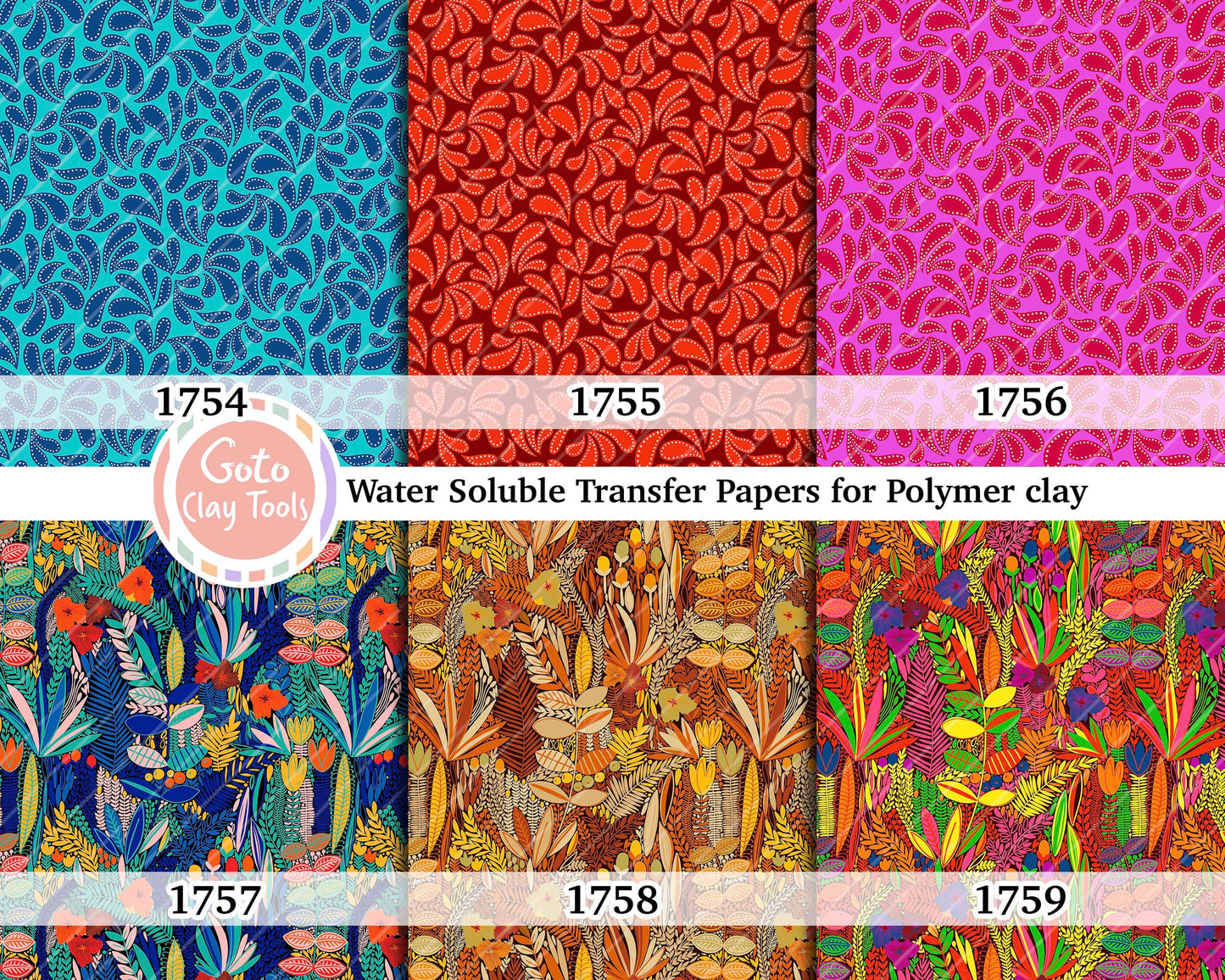 Water soluble Transfer paper for polymer clay, African Ankara pattern, polymer clay image transfers, magic transfer paper