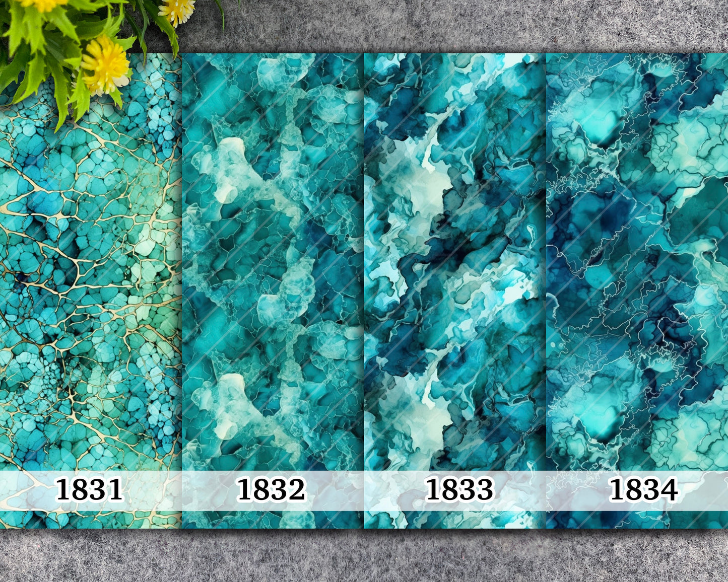 Turquoise Marble Gold Vein Transfer Paper for Polymer Clay