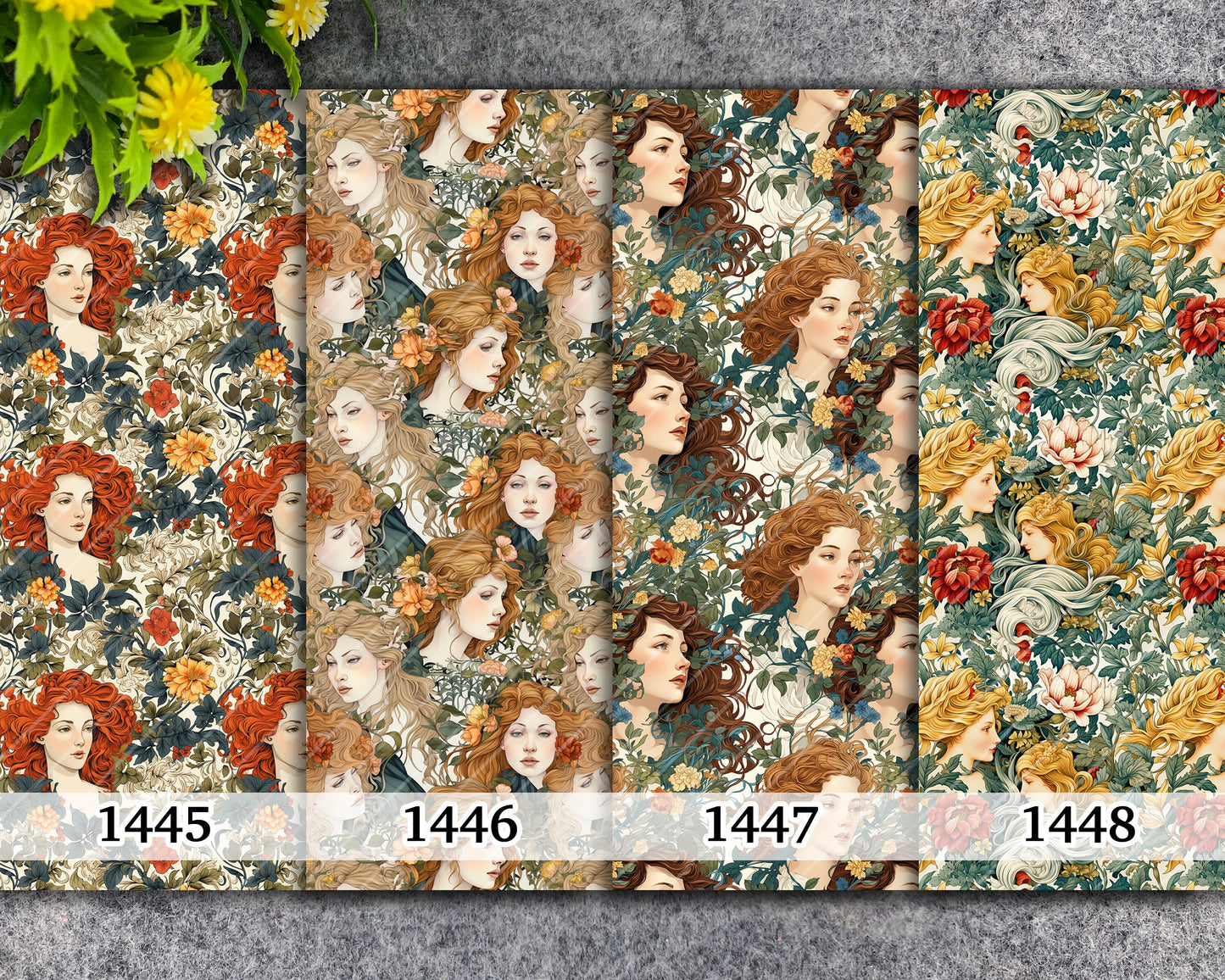 Water soluble Transfer paper for polymer clay, Vintage floral goddess of spring pattern, polymer clay image transfers, magic transfer paper