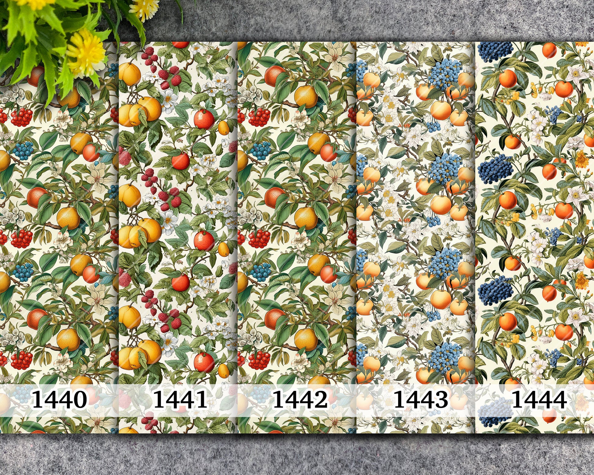 Vintage Fruit Pattern Transfer Paper for Polymer Clay (4x5.5 inches)