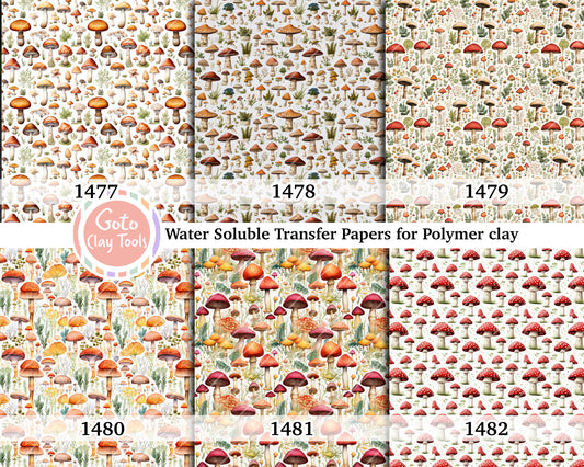 Mushroom Pattern Water Soluble Transfer Paper for Polymer Clay