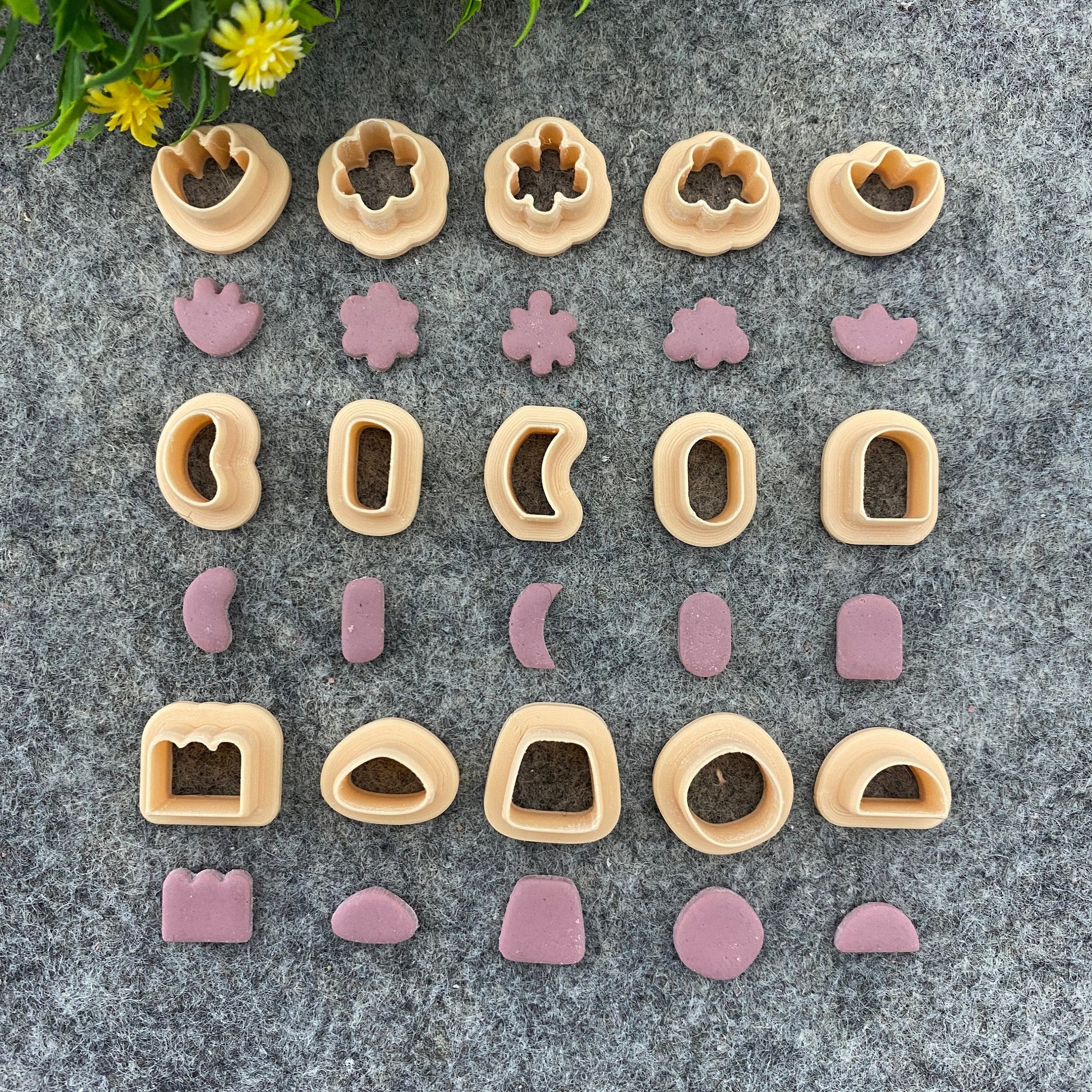Organic shape stud Cutters for polymer clay #675