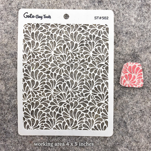 Scallop Drop Pattern Stencil: Polymer Clay, Art Paper, Canvas (4x5 inches) ST#502