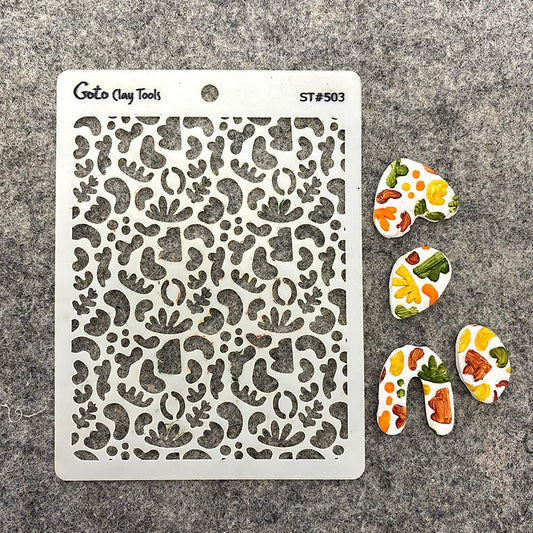 Organic Shapes Stencil: Polymer Clay, Art Paper, Canvas (ST#503)