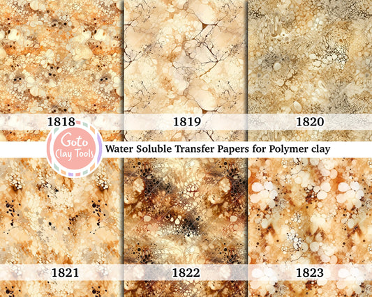 Marble Polymer Clay Transfer Paper: Yellow Brown Water Soluble Sheet