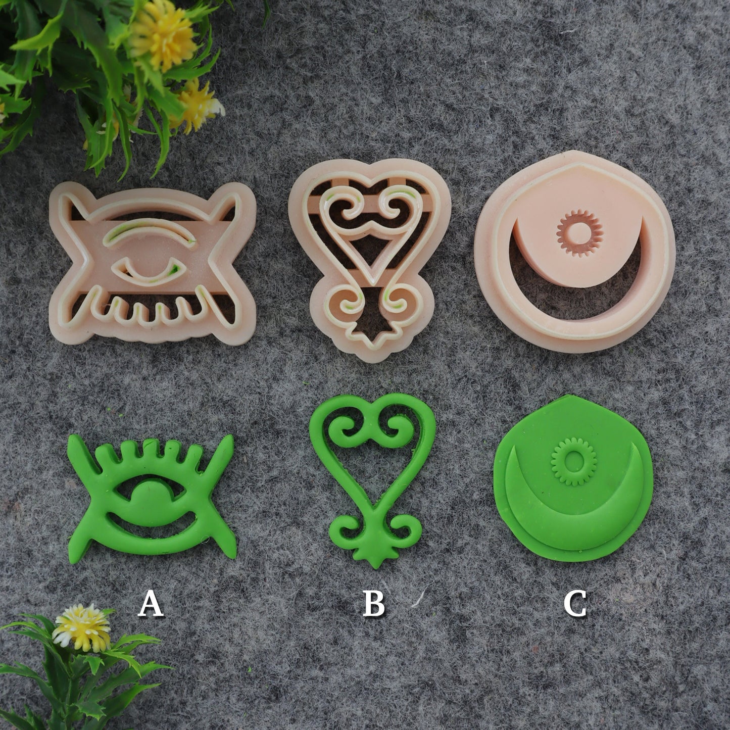 Adinkra Symbol Clay Cutters: Kojo Baiden & Sankofa Designs #710-set-2