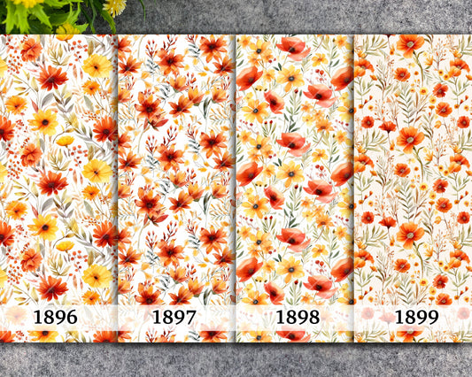 Orange Floral Water Soluble Transfer Paper for Polymer Clay (4x5.5 in