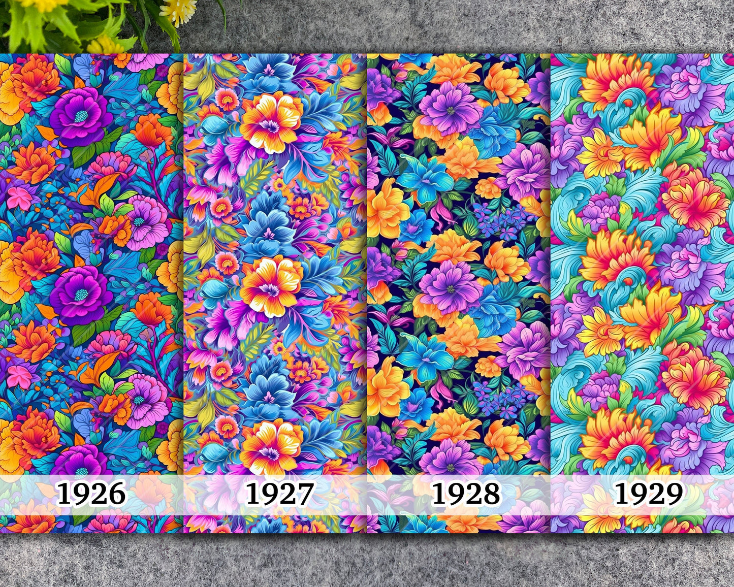 Neon Floral Transfer Paper for Polymer Clay (4x5.5 inches)