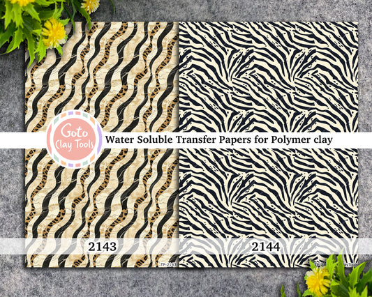 Transfer paper for polymer clay, Zebra animal skin, water soluble transfer paper, polymer clay image transfers, magic transfer paper