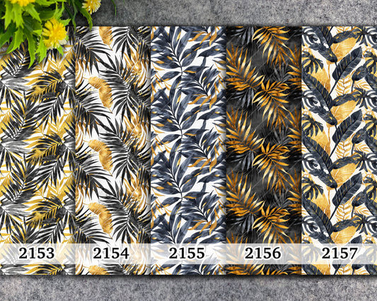 Water soluble Transfer paper for polymer clay, Gold and black tropical leaf, polymer clay image transfers, magic transfer paper
