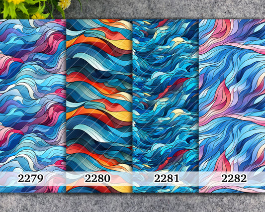 Water soluble Transfer paper for polymer clay, Blue abstract waves, polymer clay image transfers, magic transfer paper