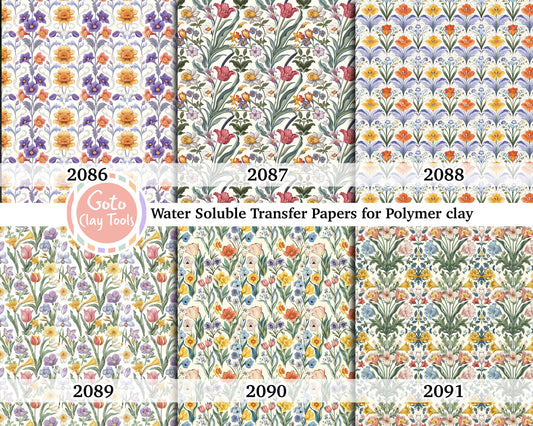 Floral Water soluble Transfer paper for polymer clay, Vintage watercolor flower, polymer clay image transfers, magic transfer paper