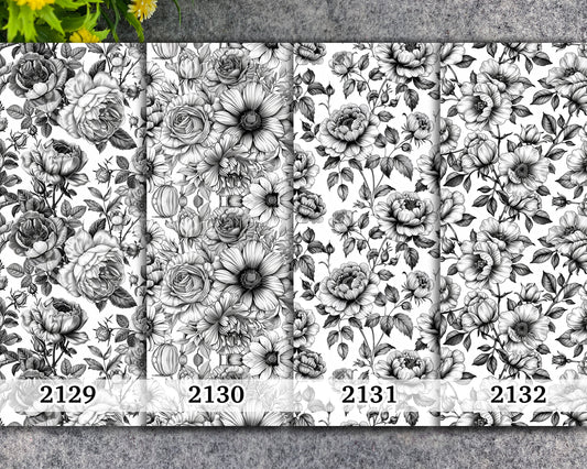 Water soluble Transfer paper for polymer clay, Black and white rose floral, polymer clay image transfers, magic transfer paper