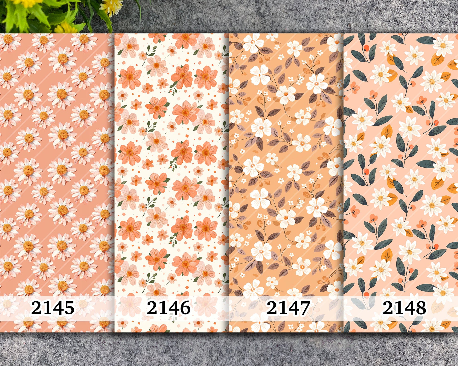 Water soluble Transfer paper for polymer clay, Peach and orange floral pattern, polymer clay image transfers, magic transfer paper